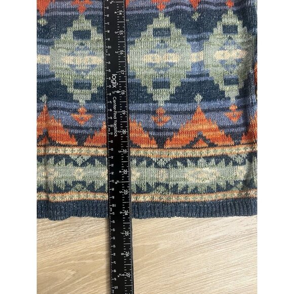Denim & Supply Ralph Lauren Women's XL Blue Orange Southwestern Sweater Boxy - Picture 8 of 8